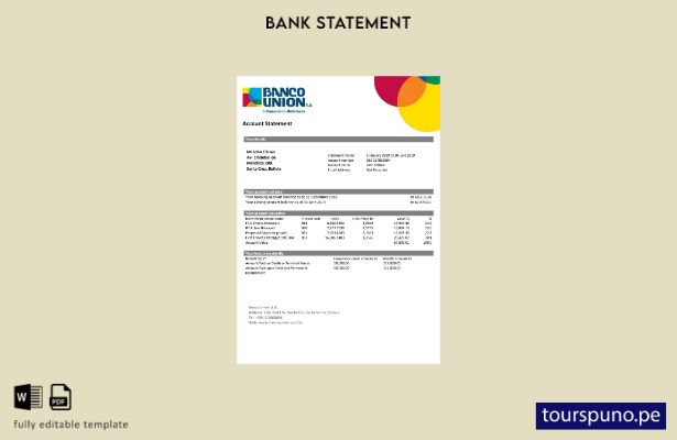 listo para imprimir plantilla de word   extracto bancario de bolivia banco unión